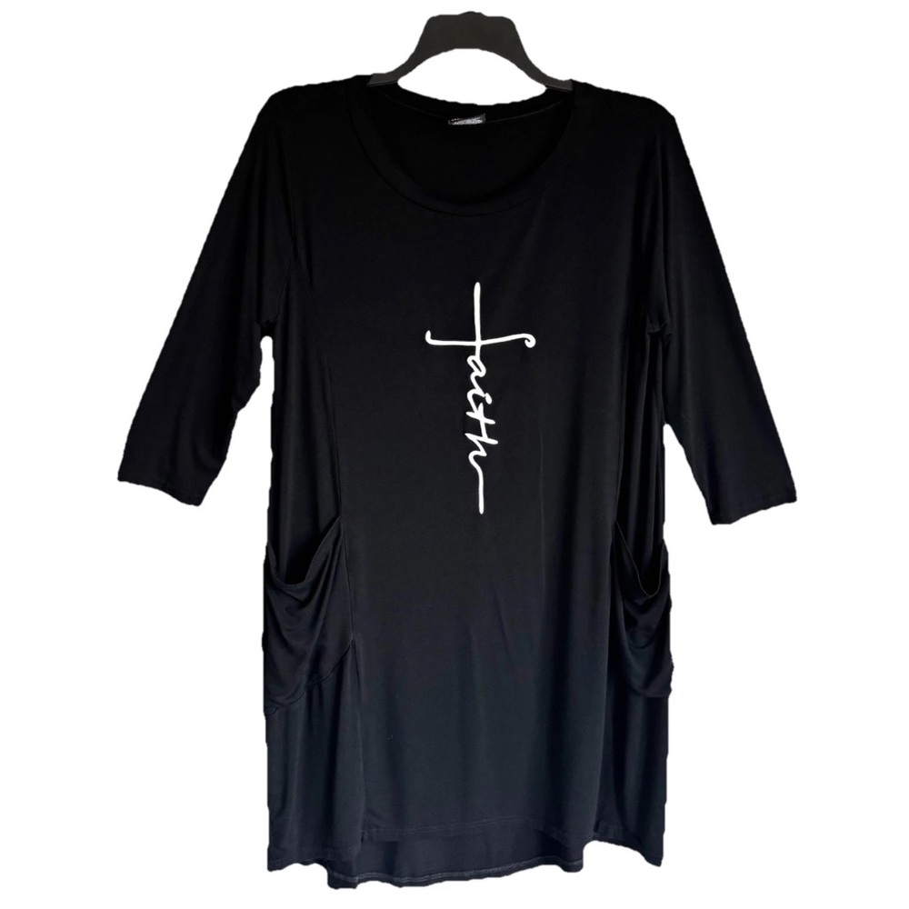 LOVE IN FAITH Black Tunic Dress